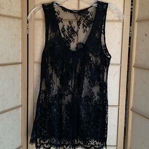 Express black lace tank top sz M